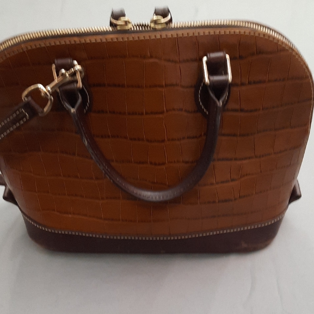 Dooney Bourke Tan Croc-Embossed Satchel - Picture 9 of 16